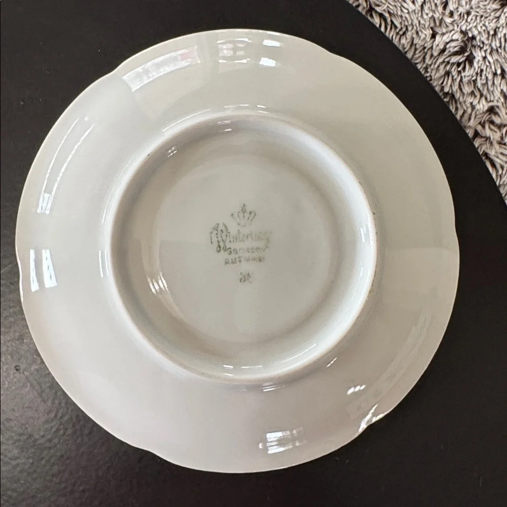 Winterling Bovaria Germany Autumn Leaves Set of 3 Saucers 6” Gold Trim Porcelain